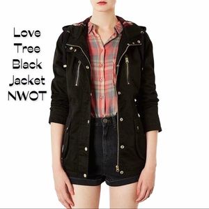 Love Tree Woods You Be Mine Black Hooded Jacket Size S